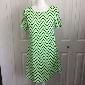 Lucy Paris Neon Green and Blue Chevron Dress Sz M
